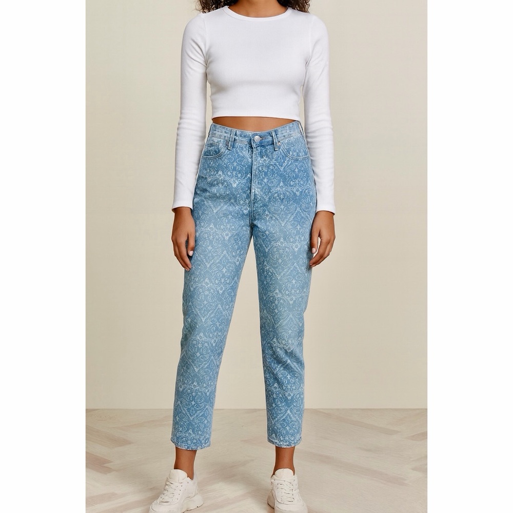 Simple Society | Bandana Paisley High Waisted Super Soft Rayon Boho Mom Jeans